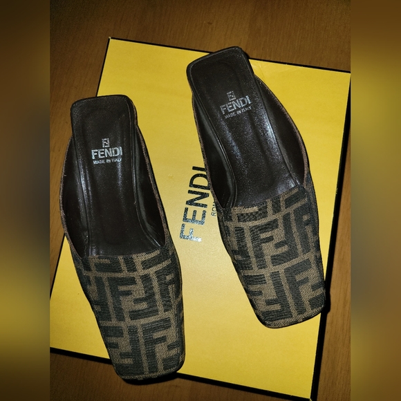 FENDI Zucca Mules w kitten heels, EU 37 - Picture 7 of 10